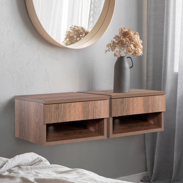 Ettore 15.71" Mid-Century Modern Floating Wall Mounted Nightstand with Soft-Close Drawer and Cable Hole - JONATHAN Y